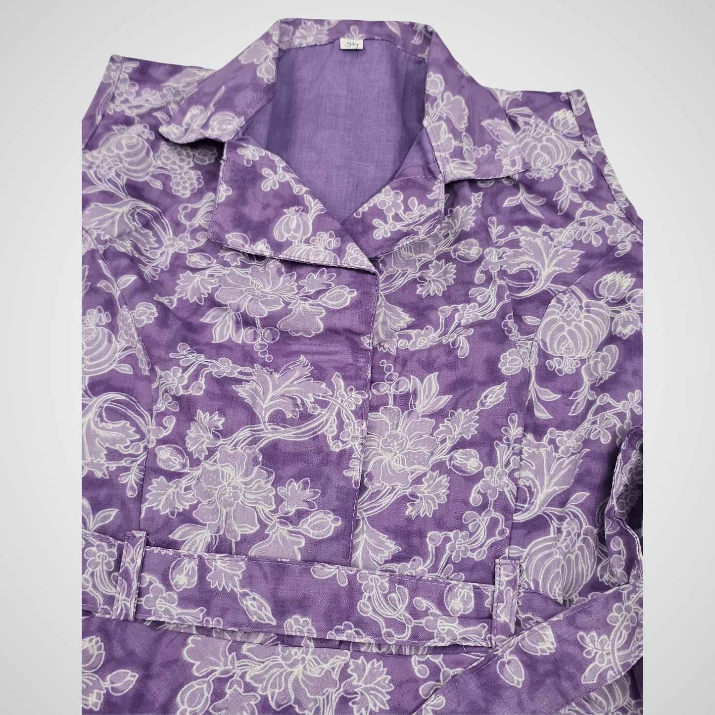 Elegant Purple Floral Cotton Dress