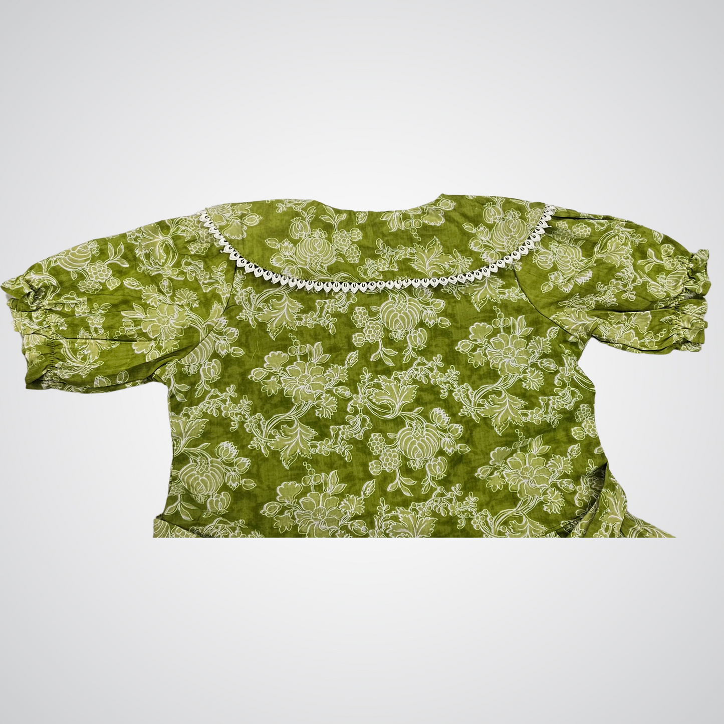 Elegant Green Floral Cotton Dress