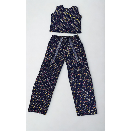 Girls' Navy Blue Floral Co-ord Set