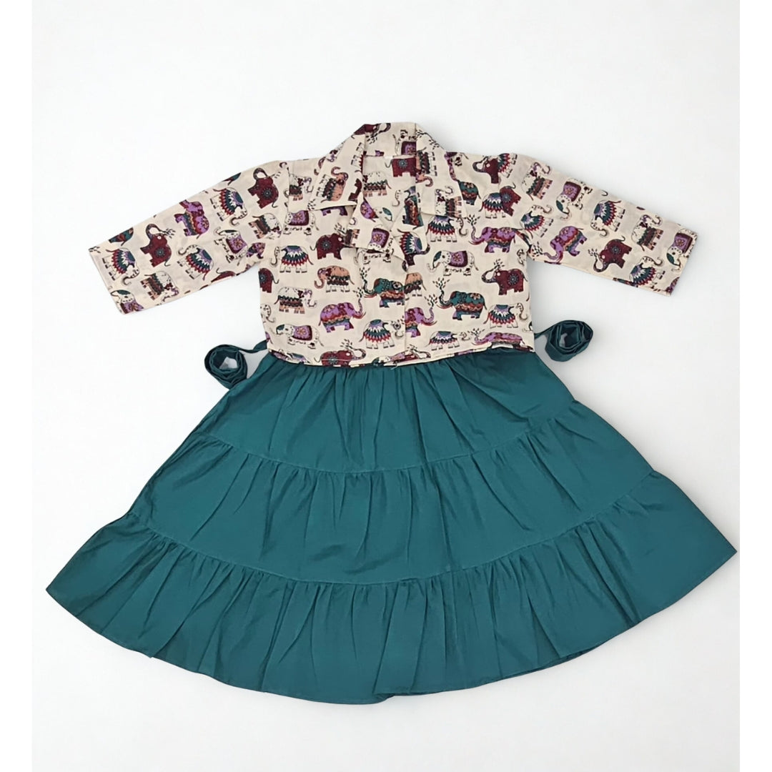 Teal Tiered Frock with Jacket