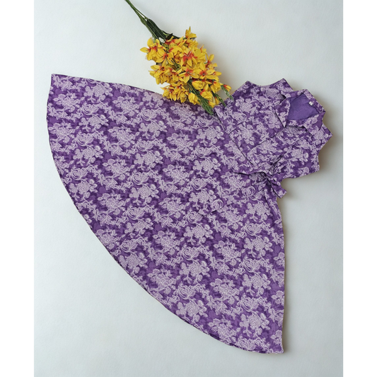 Elegant Purple Floral Cotton Dress