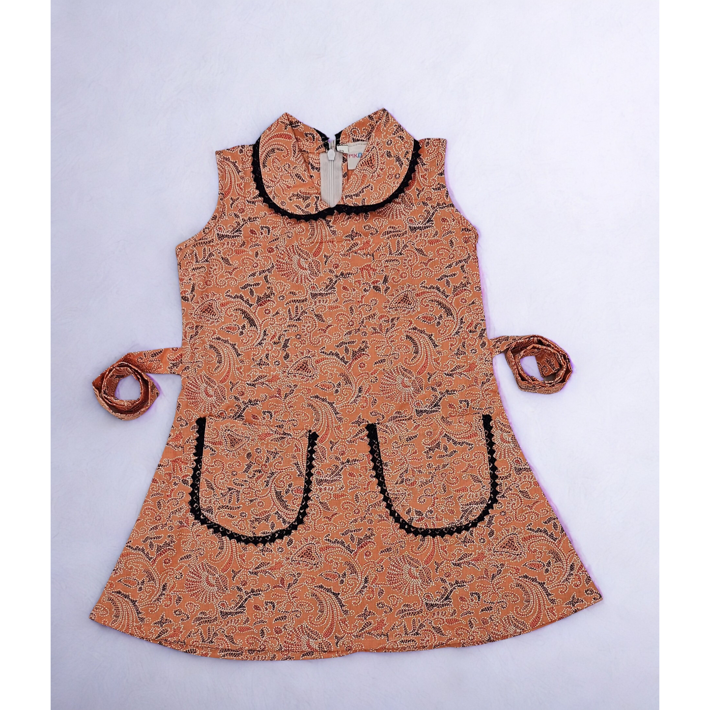 Chic Orange Printed Cotton Frock
